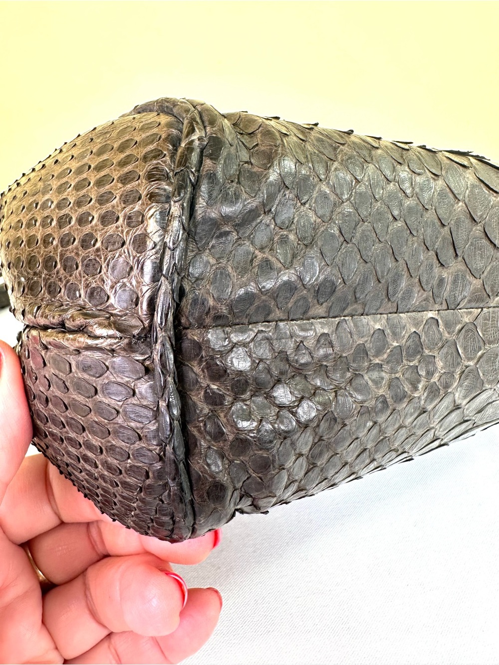 Bottega Veneta RARE Kari Python Frame Baguette Ebano Brown/Charcoal Vintage COA - Picture 13 of 17